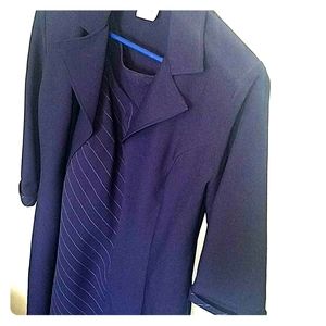 Navy pinstripe dress and jacket